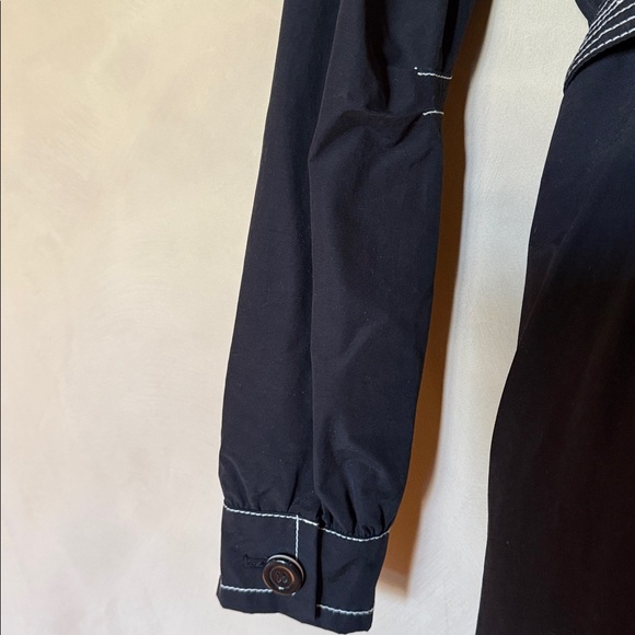 Espait Black Trench Coat with Hood and Belt size L - Picture 4 of 6